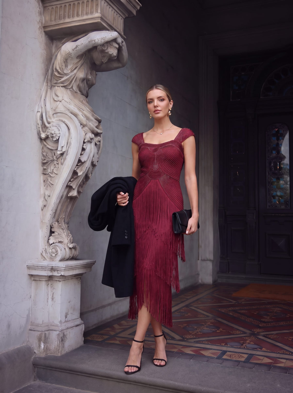 ever LUMINE|Beaded Fringe Tulle Wedding Guest Dress