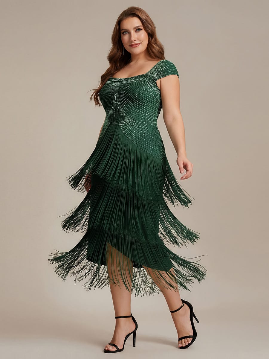 ever LUMINE|Beaded Fringe Tulle Wedding Guest Dress
