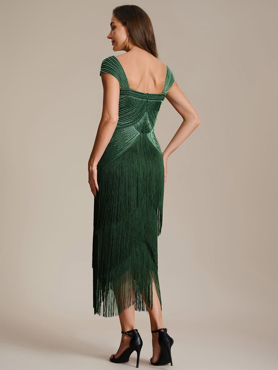 ever LUMINE|Beaded Fringe Tulle Wedding Guest Dress