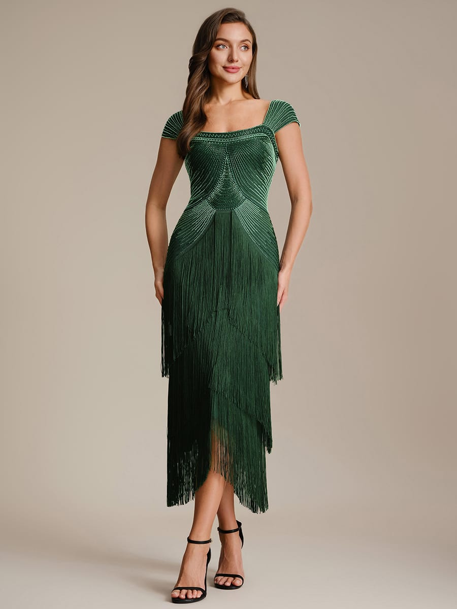ever LUMINE|Beaded Fringe Tulle Wedding Guest Dress