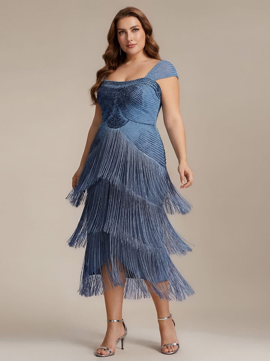 ever LUMINE|Beaded Fringe Tulle Wedding Guest Dress