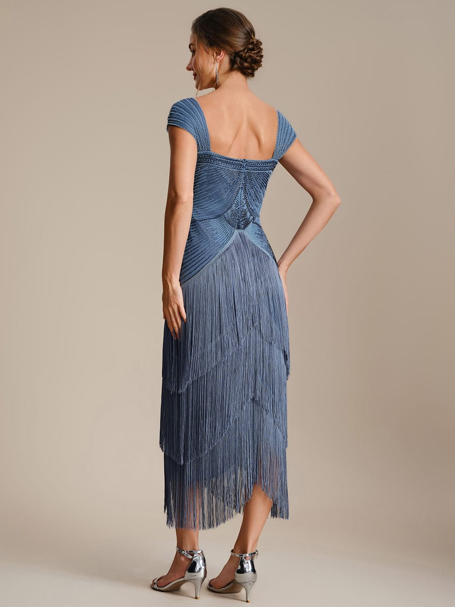 ever LUMINE|Beaded Fringe Tulle Wedding Guest Dress