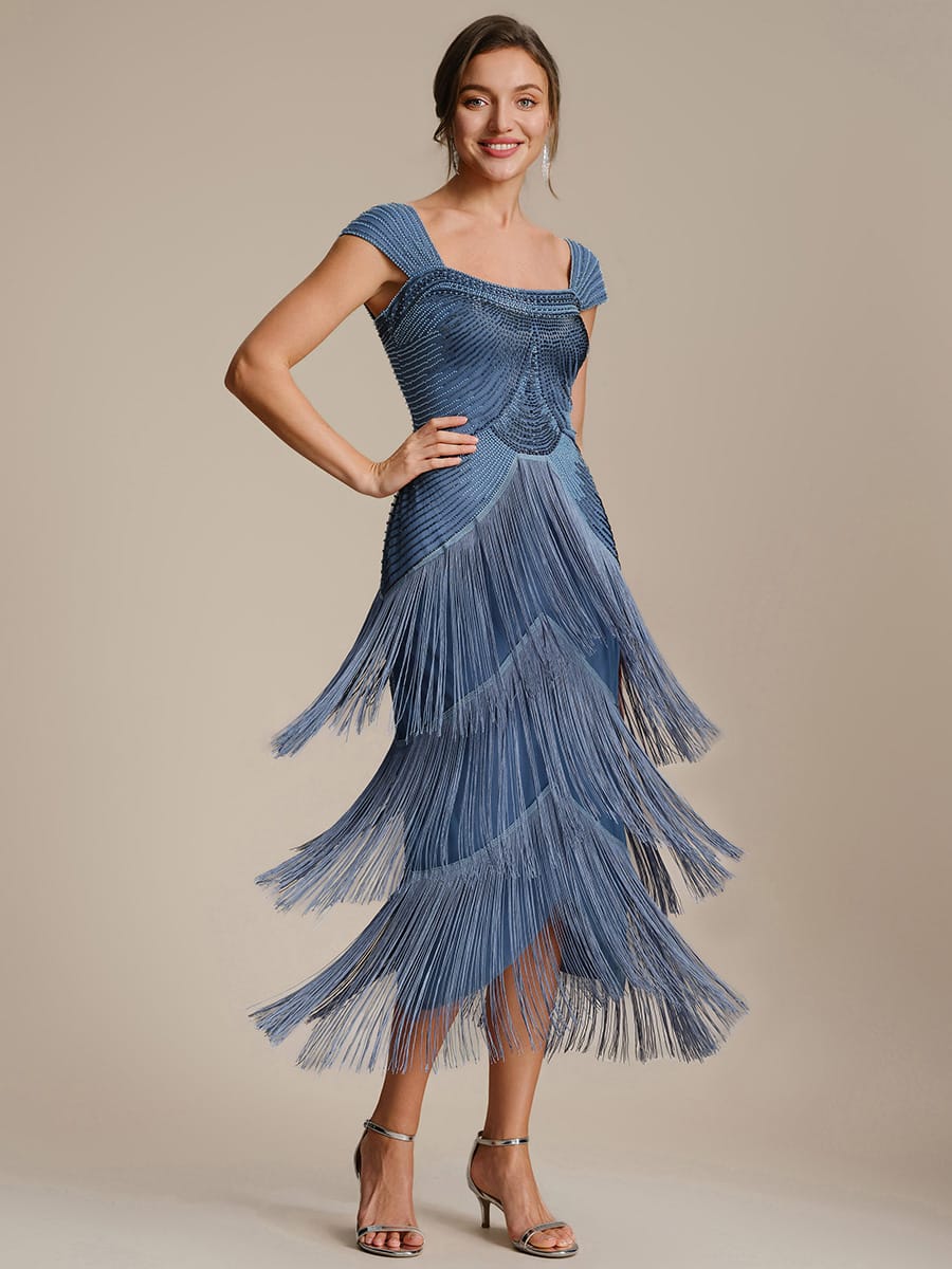 ever LUMINE|Beaded Fringe Tulle Wedding Guest Dress
