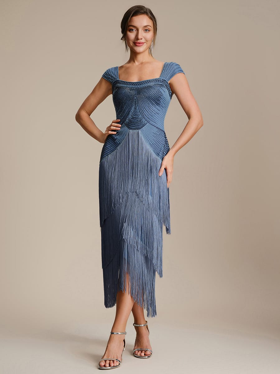 ever LUMINE|Beaded Fringe Tulle Wedding Guest Dress