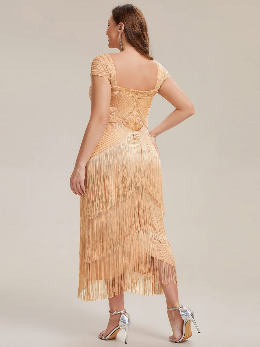 ever LUMINE|Beaded Fringe Tulle Wedding Guest Dress