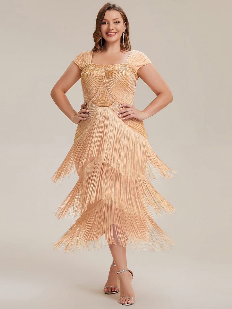 ever LUMINE|Beaded Fringe Tulle Wedding Guest Dress