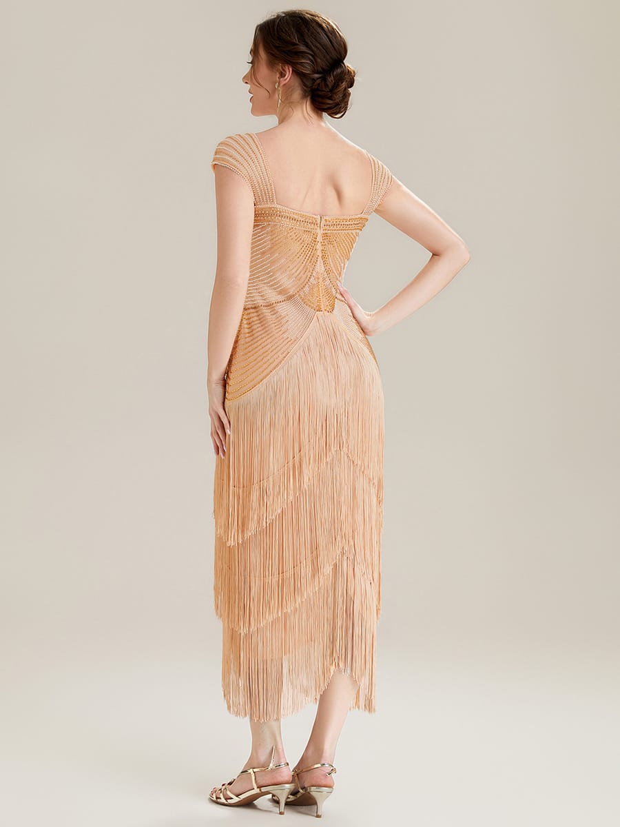 ever LUMINE|Beaded Fringe Tulle Wedding Guest Dress