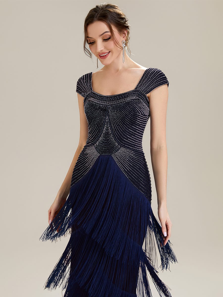 ever LUMINE|Beaded Fringe Tulle Wedding Guest Dress