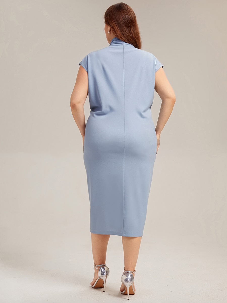 Deep V-Neck Knit Drop Shoulder Sleeve Dress (Final Sale)