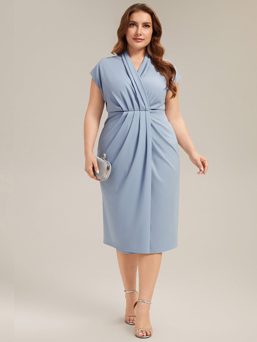 Deep V-Neck Knit Drop Shoulder Sleeve Dress (Final Sale)