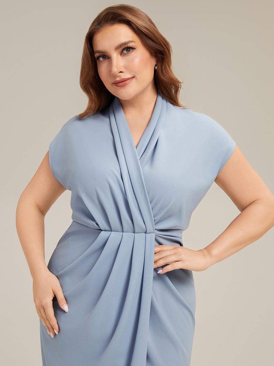 Deep V-Neck Knit Drop Shoulder Sleeve Dress (Final Sale)