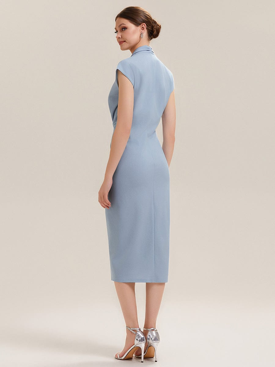 Deep V-Neck Knit Drop Shoulder Sleeve Dress (Final Sale)