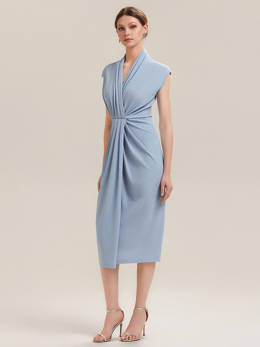Deep V-Neck Knit Drop Shoulder Sleeve Dress (Final Sale)