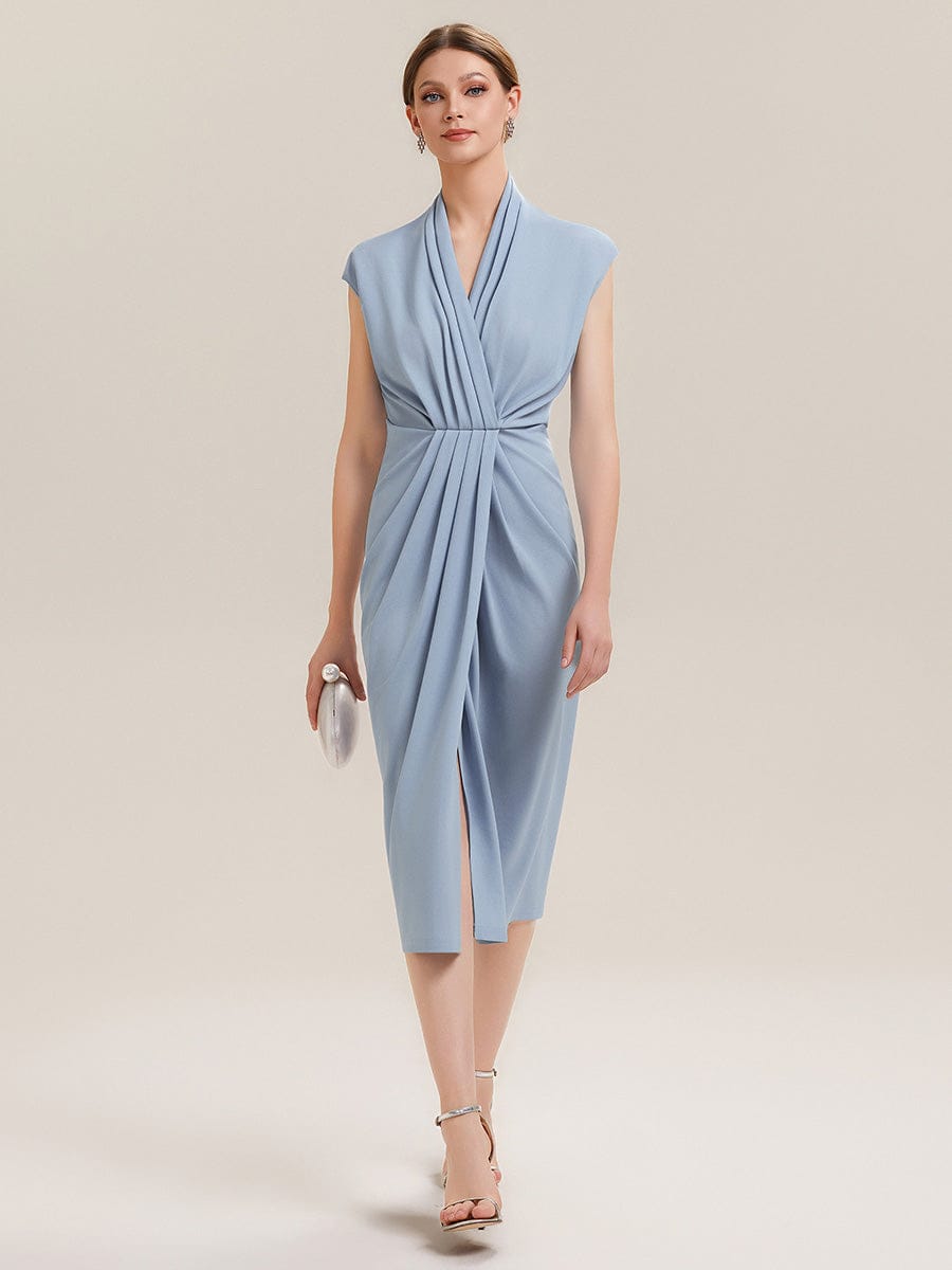 Deep V-Neck Knit Drop Shoulder Sleeve Dress (Final Sale)