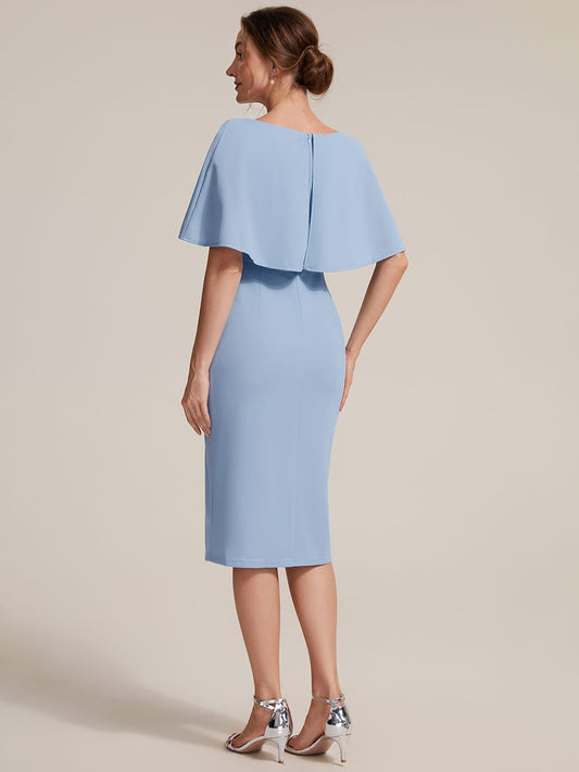 Knit Shawl Sleeve Sheath Dress