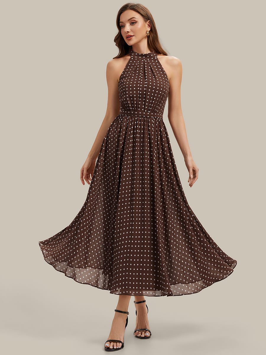 Halterneck and Polka Dot Chiffon Skirt