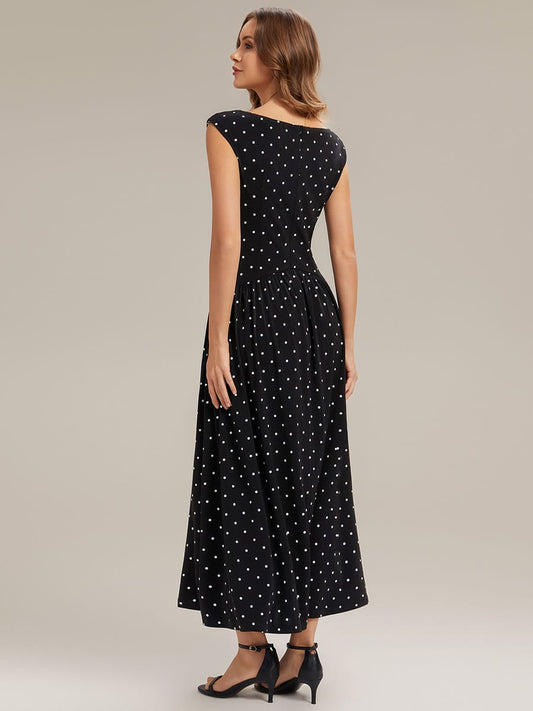 Polka Dot Knit Sleeveless Dress