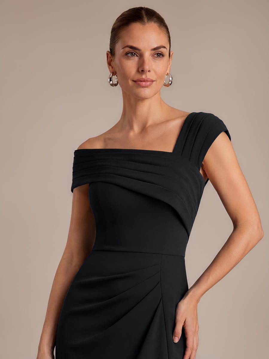 Draped Detail Fitted Crepe Midi Dress