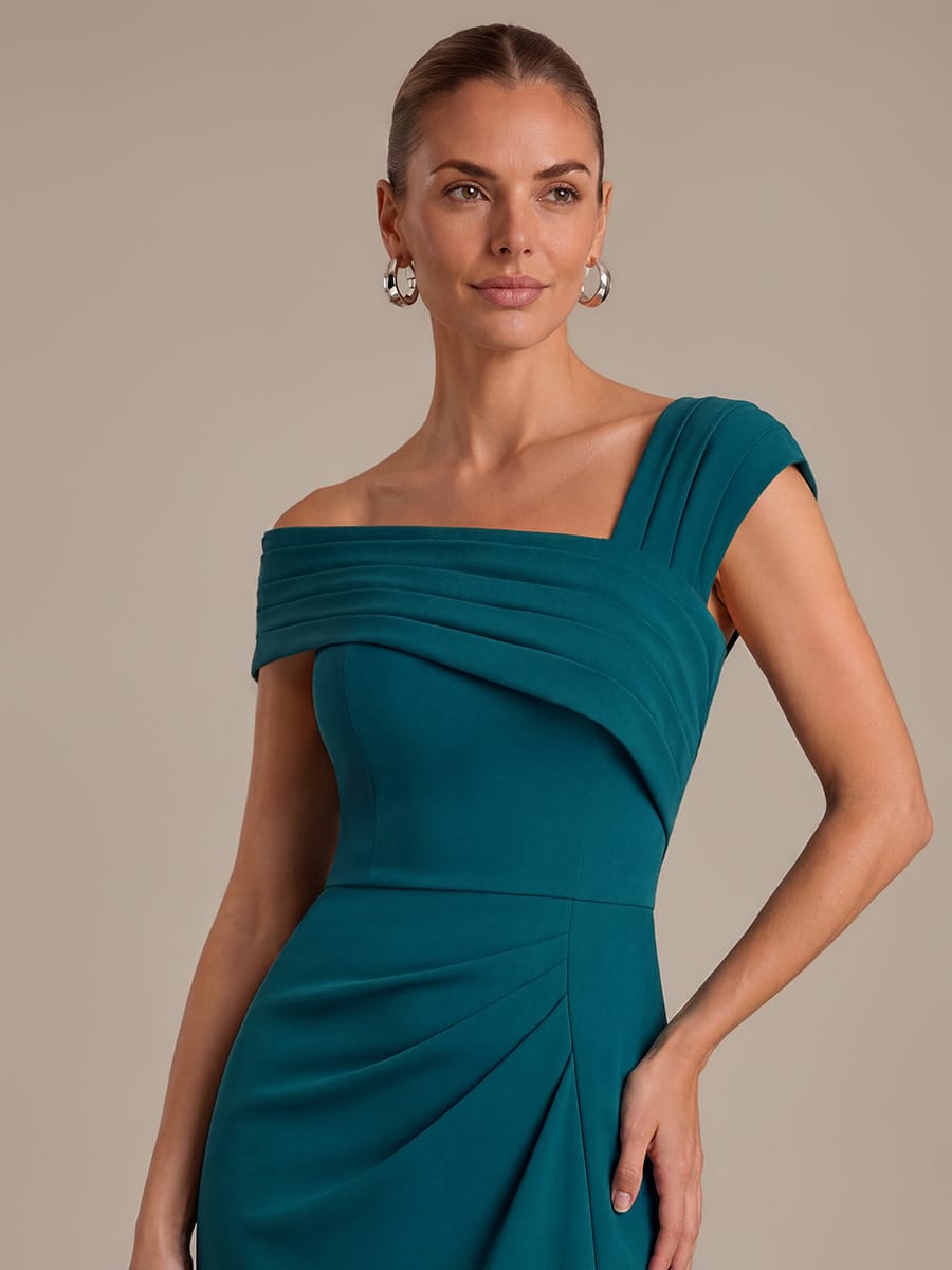 Draped Detail Fitted Crepe Midi Dress