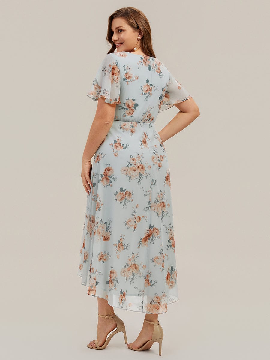 Floral Chiffon Ruffle Sleeve Dress