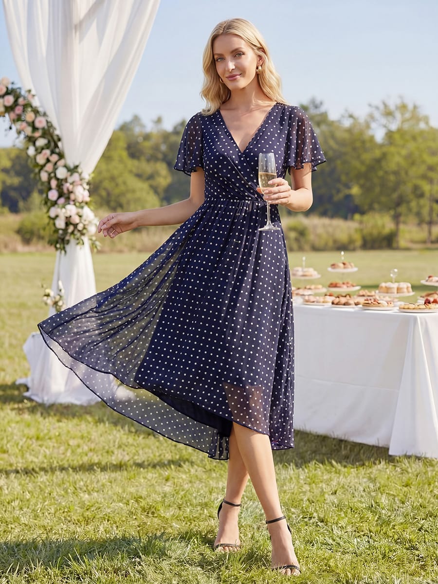 Floral Chiffon Ruffle Sleeve Dress