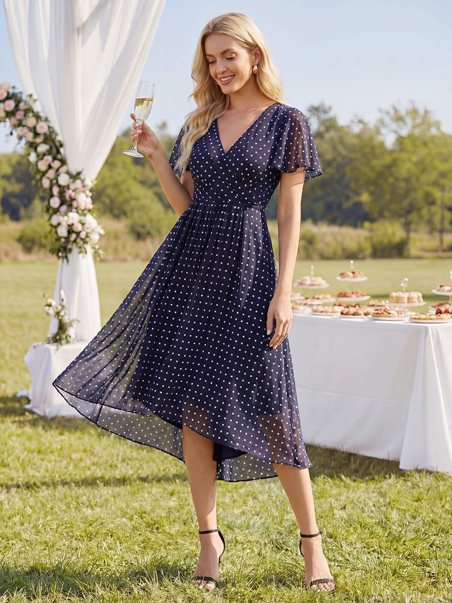Floral Chiffon Ruffle Sleeve Dress