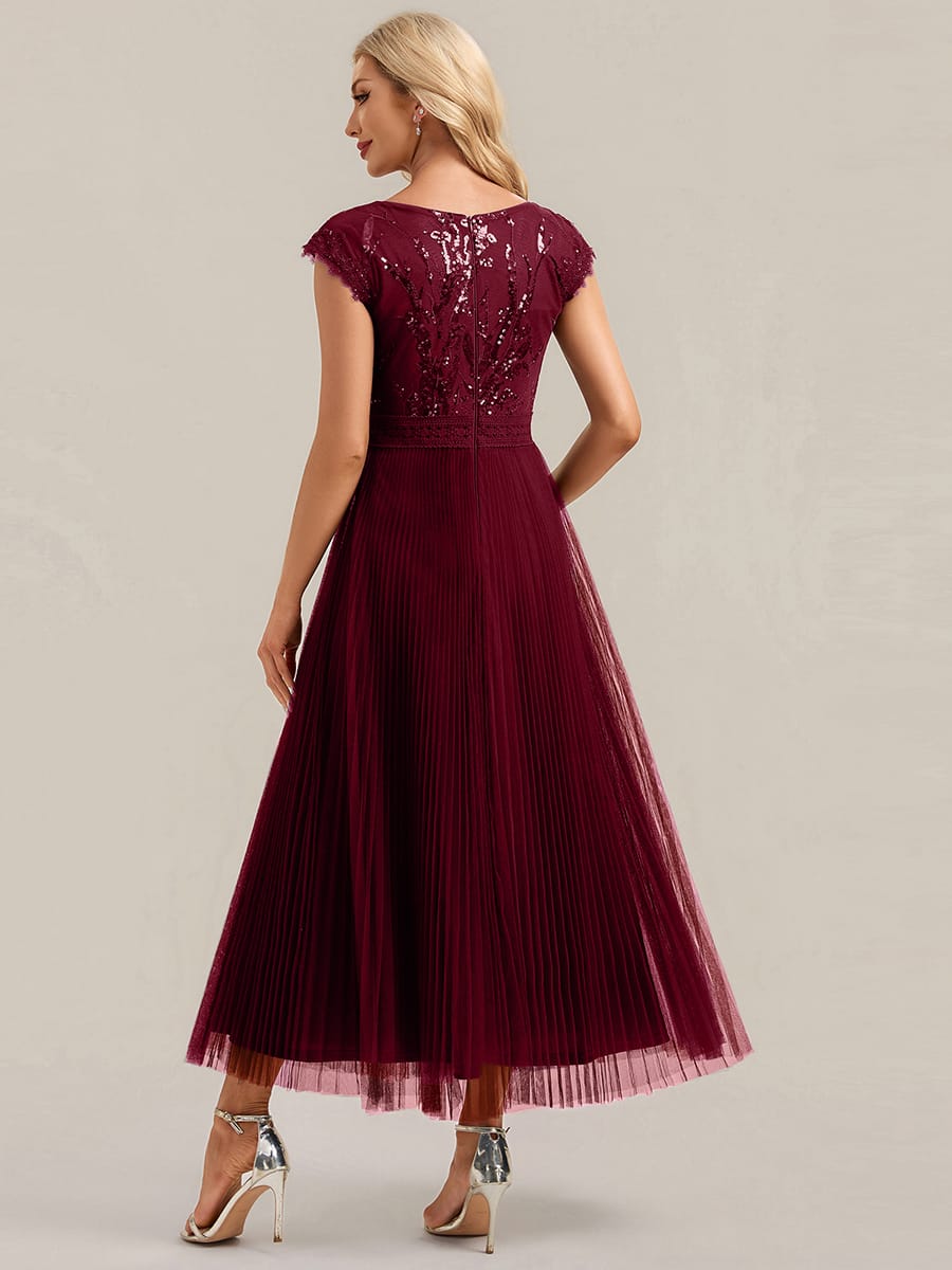 See-through Sequin Cap Sleeve Dress