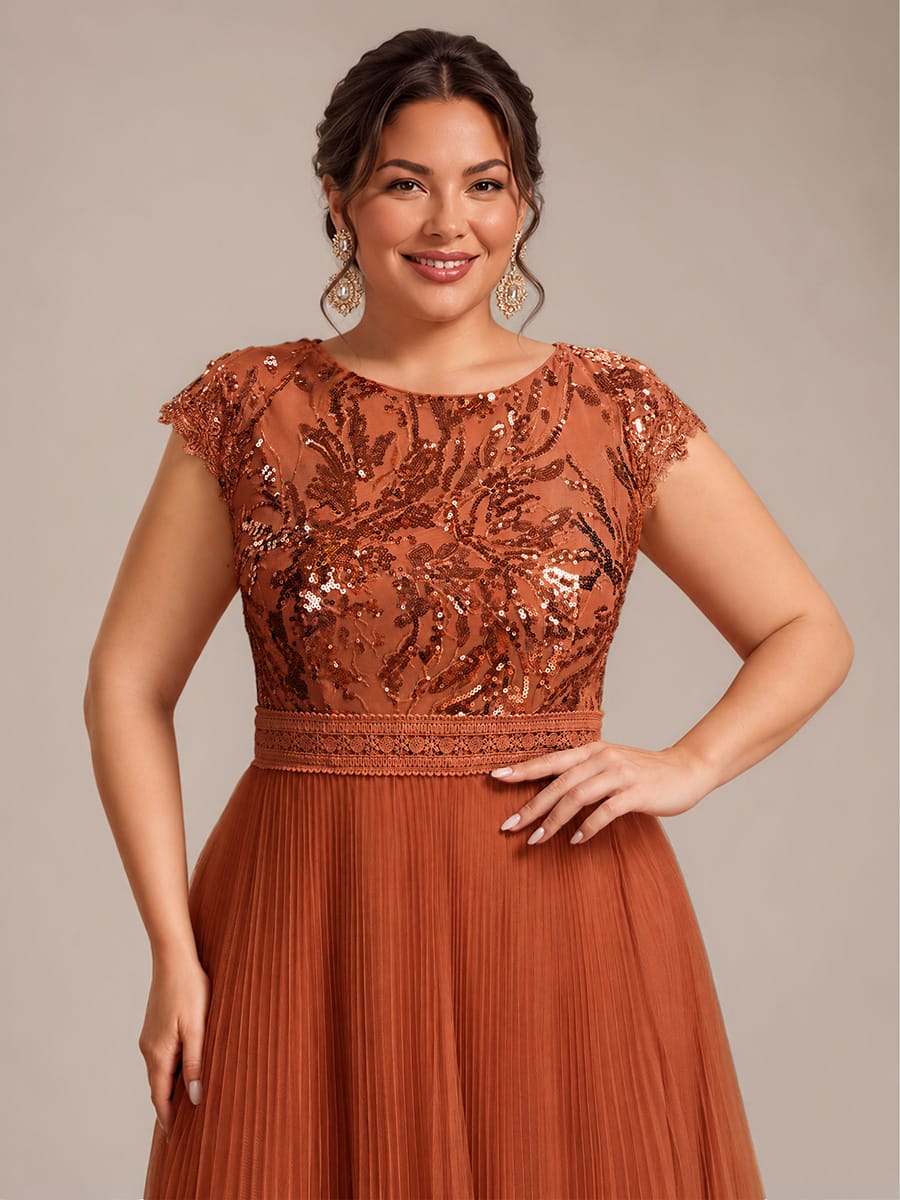 See-through Sequin Cap Sleeve Dress