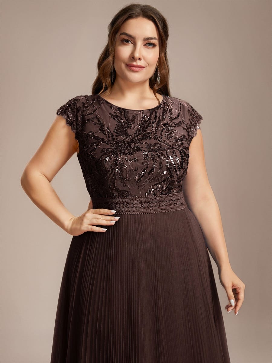 See-through Sequin Cap Sleeve Dress