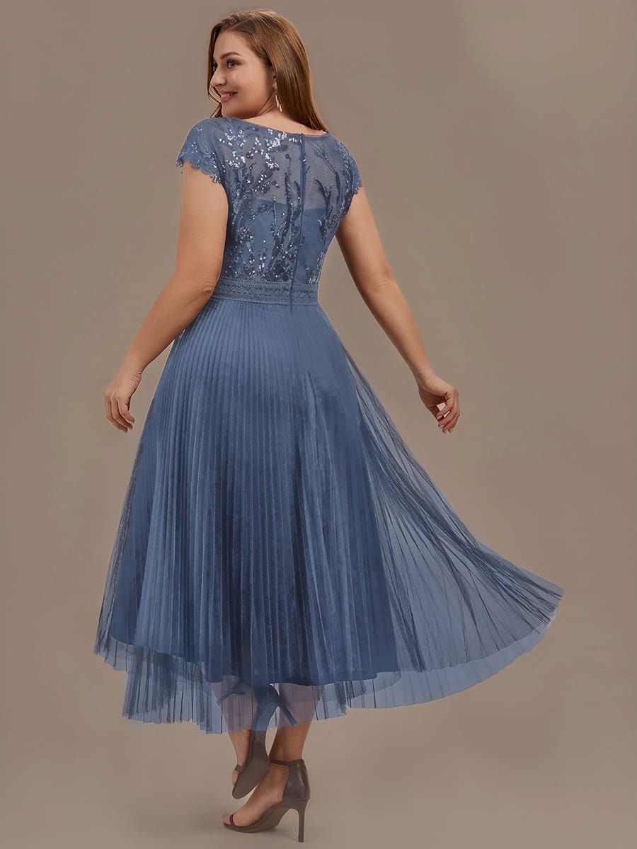 See-through Sequin Cap Sleeve Dress