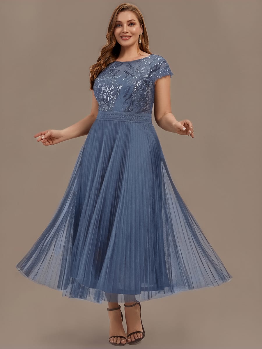See-through Sequin Cap Sleeve Dress