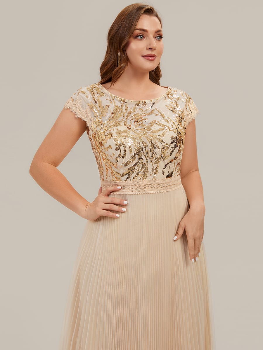 See-through Sequin Cap Sleeve Dress