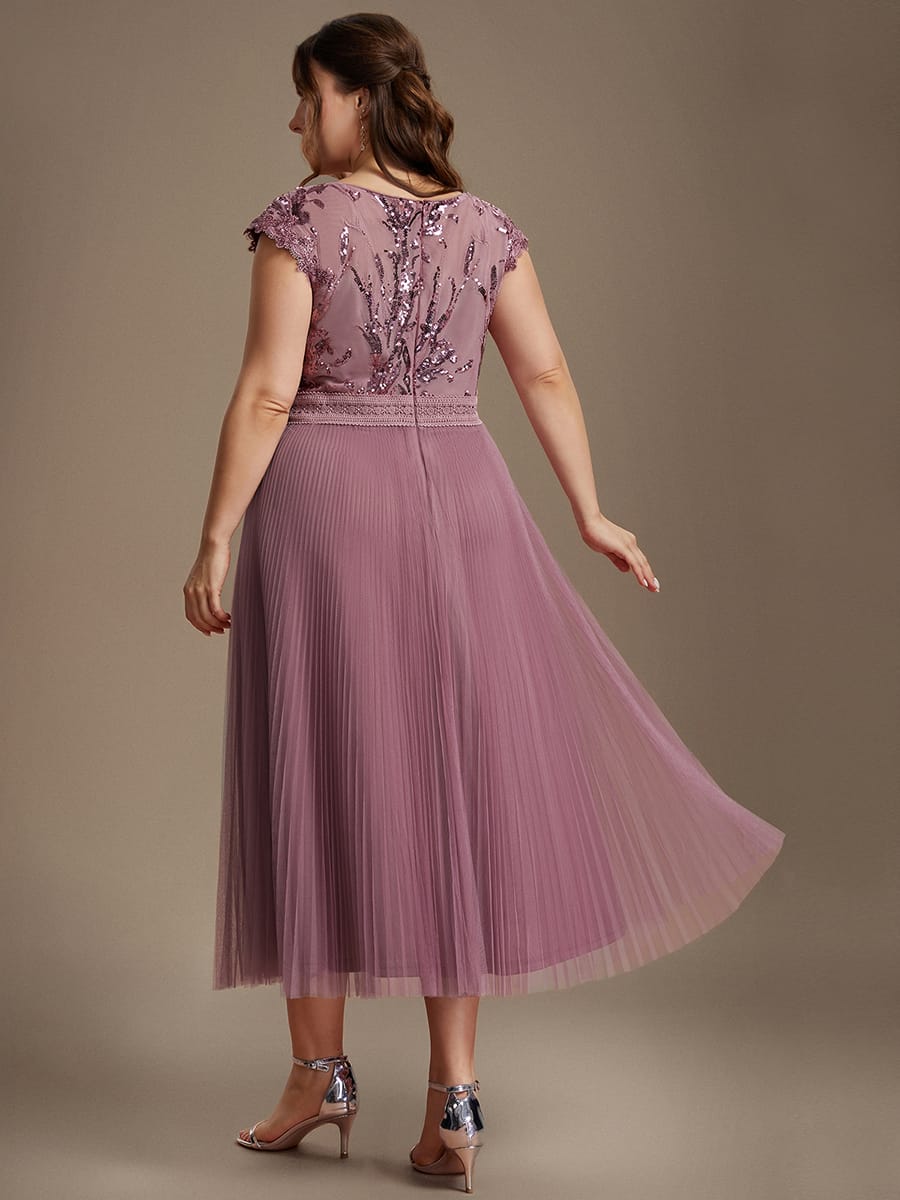 See-through Sequin Cap Sleeve Dress