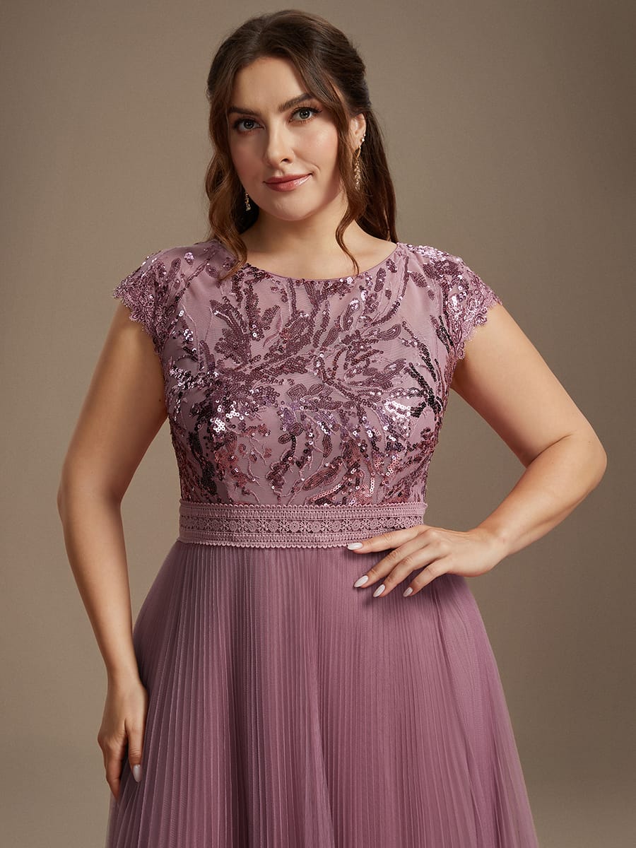 See-through Sequin Cap Sleeve Dress