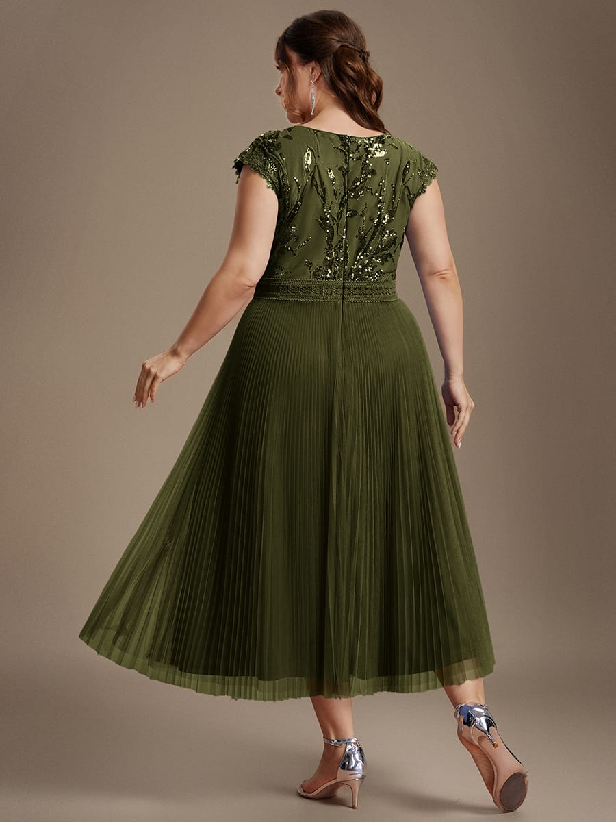 See-through Sequin Cap Sleeve Dress