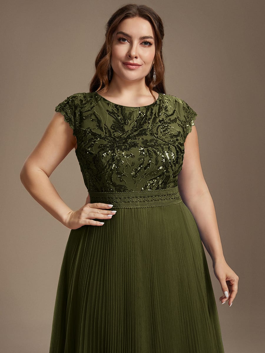 See-through Sequin Cap Sleeve Dress