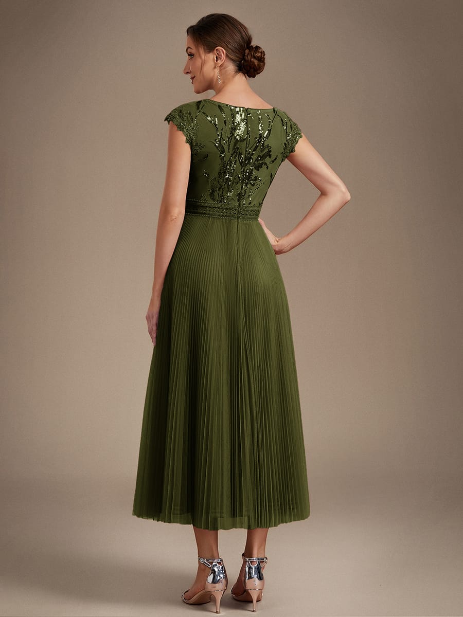 See-through Sequin Cap Sleeve Dress