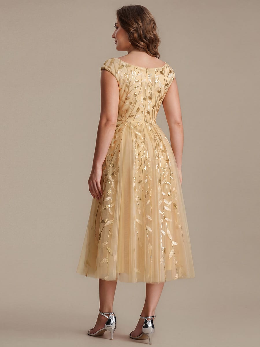 Plus Size Sequin Tulle Midi A-Line Dress