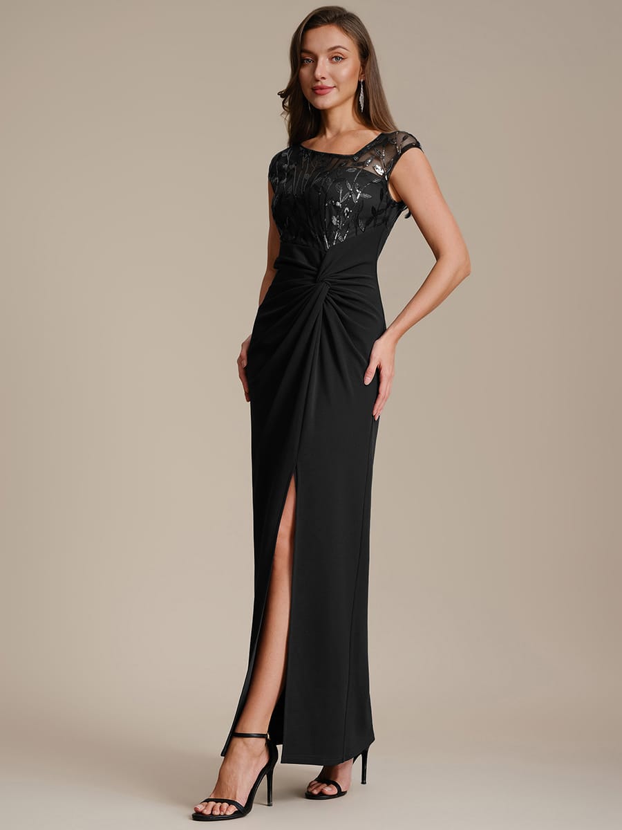 Knotted Crepe Cap Sleeve Dress