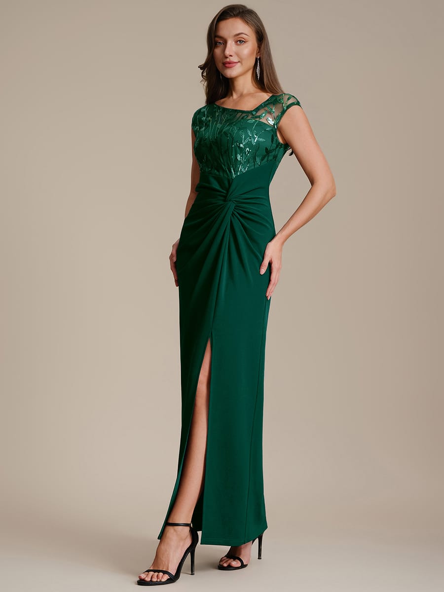 Knotted Crepe Cap Sleeve Dress