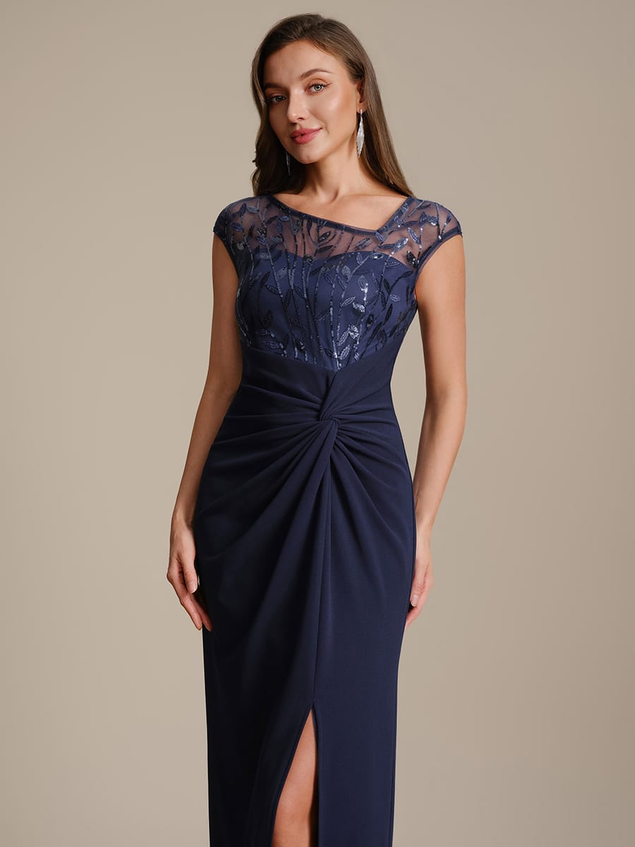 Knotted Crepe Cap Sleeve Dress
