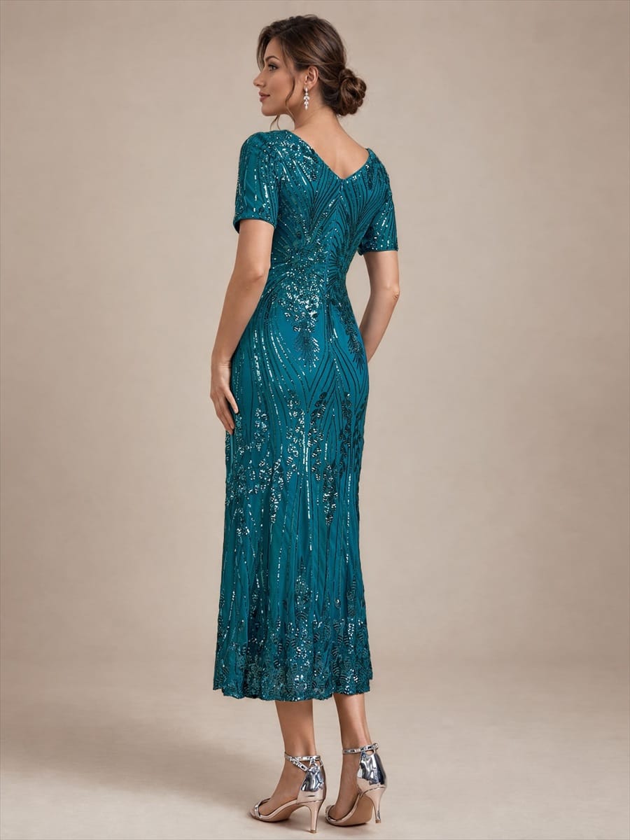 Sequin Embellished Tea Length Dress