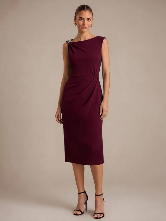 Crepe Sleeveless Sheath Dress