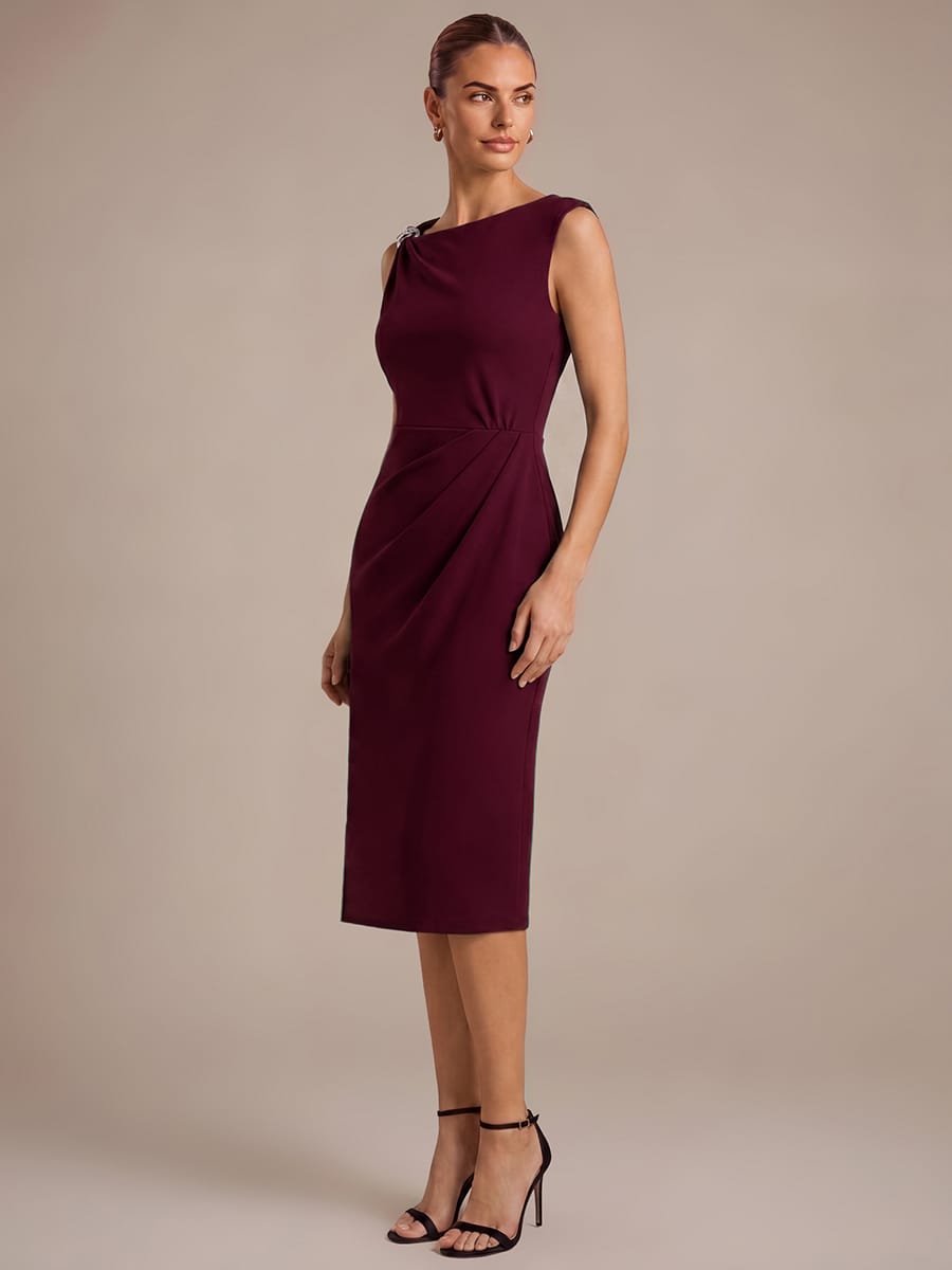 Crepe Sleeveless Sheath Dress