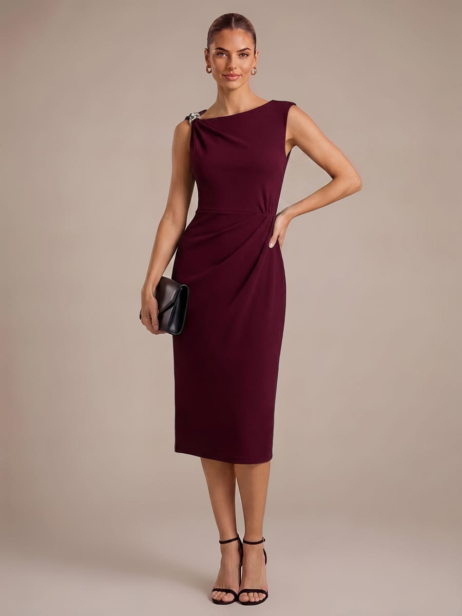 Crepe Sleeveless Sheath Dress