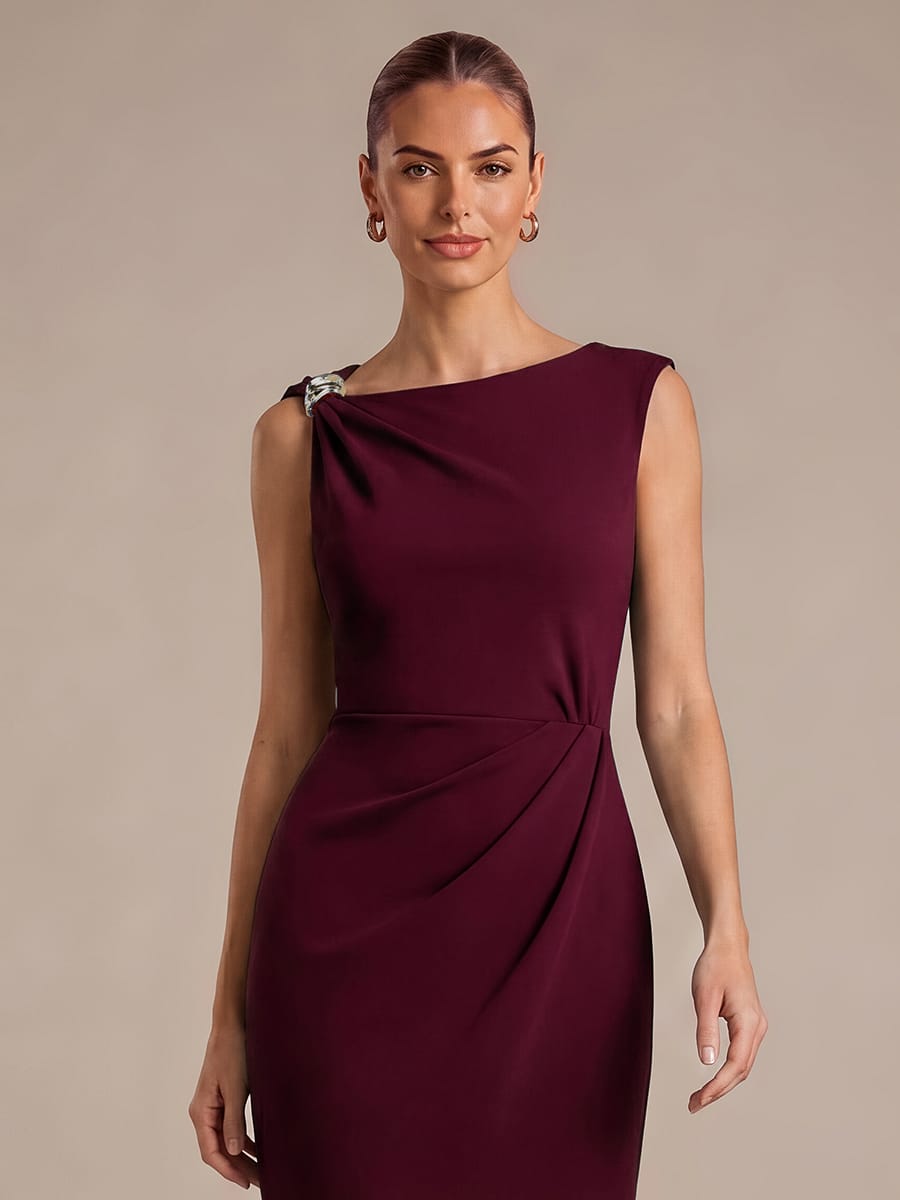 Crepe Sleeveless Sheath Dress