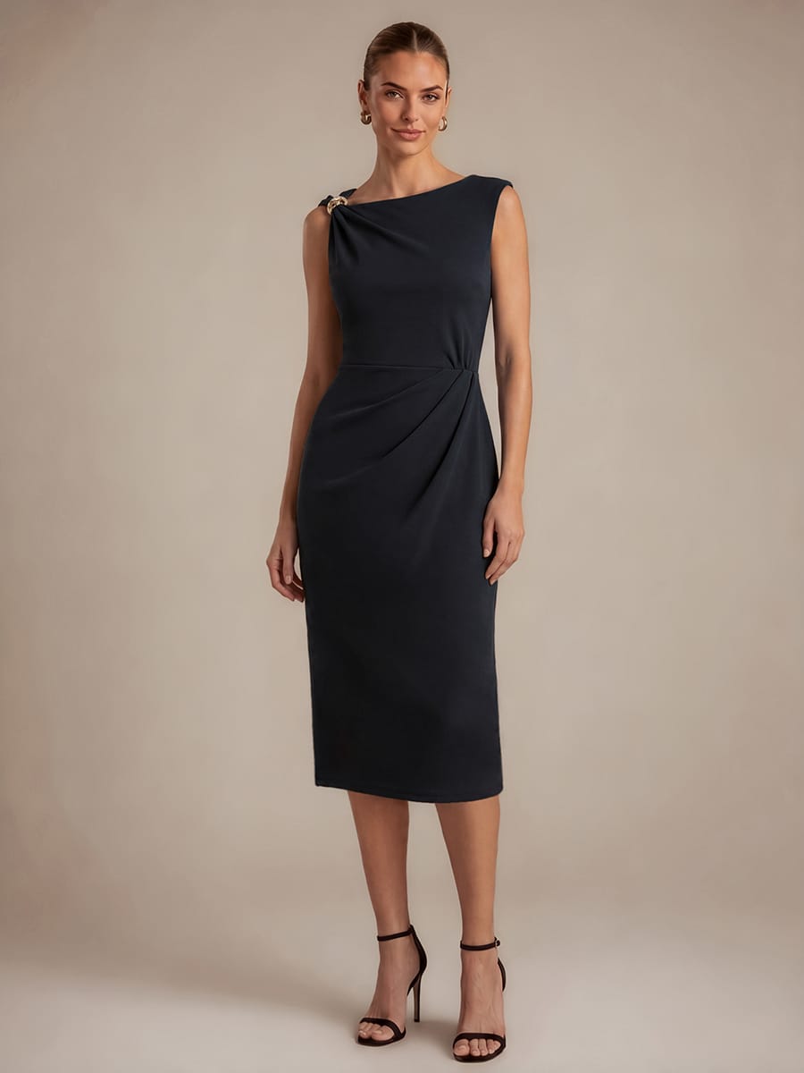 Crepe Sleeveless Sheath Dress