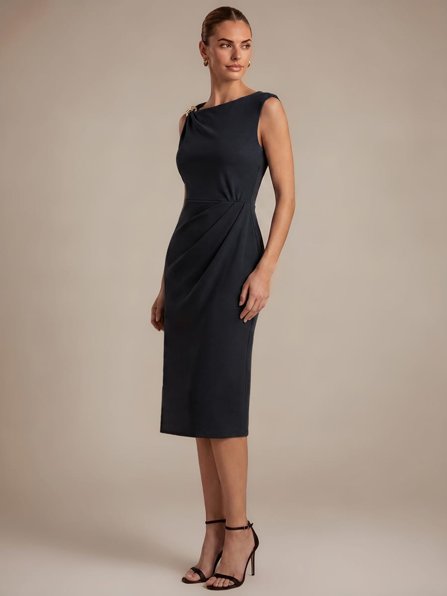 Crepe Sleeveless Sheath Dress
