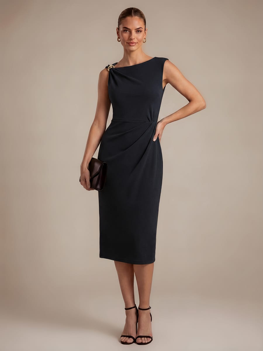 Crepe Sleeveless Sheath Dress