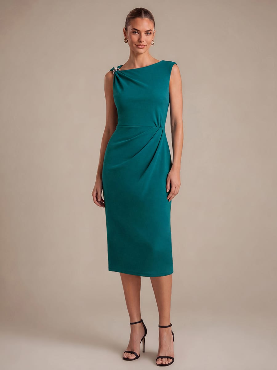 Crepe Sleeveless Sheath Dress